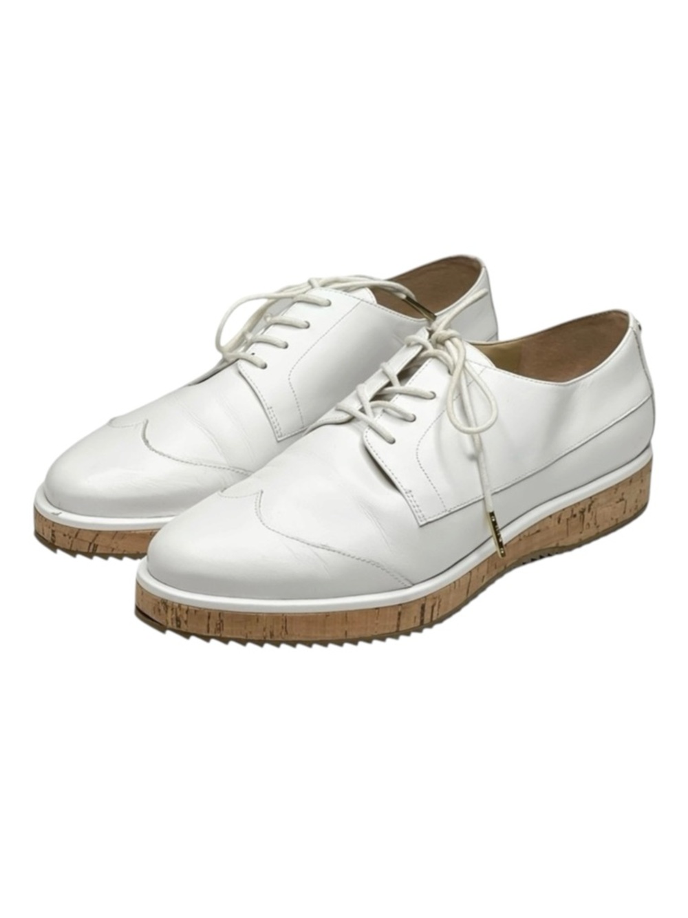 new Michael Kors ❁ Zane Leather Wingtip Cork Platform Espadrilles ❁ Optic White - Picture 8 of 16